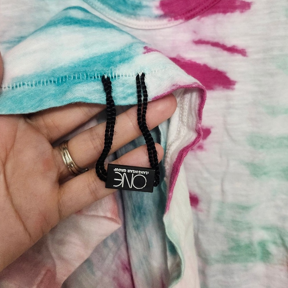 Jessica Simpson Tie Dye V Neck T‎ Shirt Top Women's 2X Pink Teal White - Picture 5 of 5
